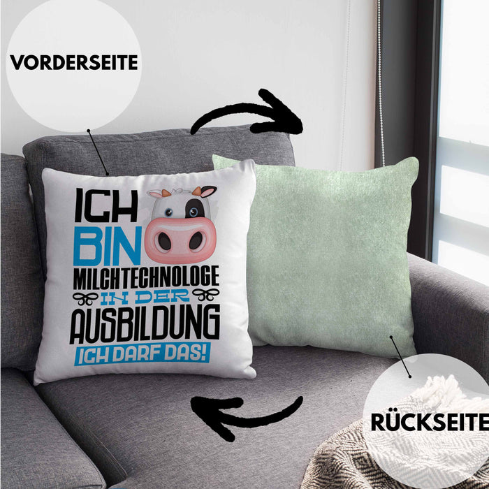 Milchtechnologe Ausbildung Kissen mit Füllung 40x40 Geschenk Ich Bin Milchtechnologe In Der Ausbildung Ich Darf Das Geschenkidee Spruch (Grau) Grün Trendation