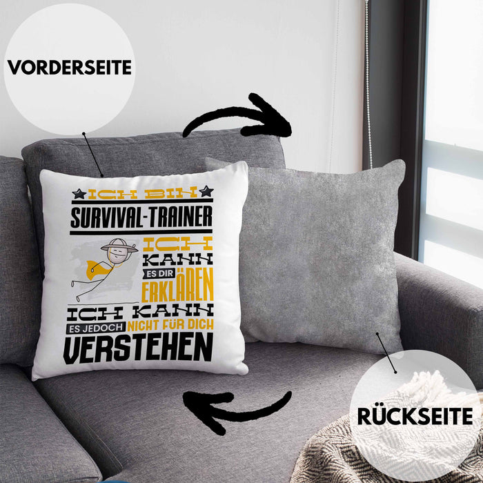 Survival-Trainer Geschenk Kaffee-Kissen mit Füllung 40x40 Geschenkidee für Survival-Trainer Ich Bin Survival-Trainer Ich Kann Es Dir Erklären Jedoch Nicht Für Dich Verstehen Spruch Lustig (Grau) Grau Trendation