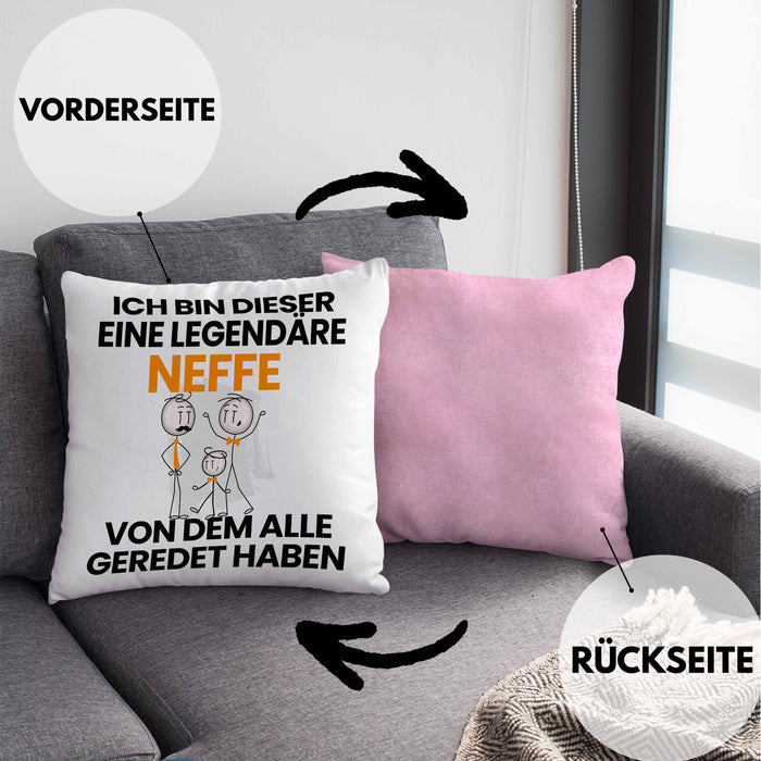 Neffe Geschenk Kissen mit Füllung 40x40 Lustige Geschenkidee Geburtstag für Neffe Ich Bin Dieser Legendäre Neffe Von Dem Alle Geredet Haben (Grau) Rosa Trendation