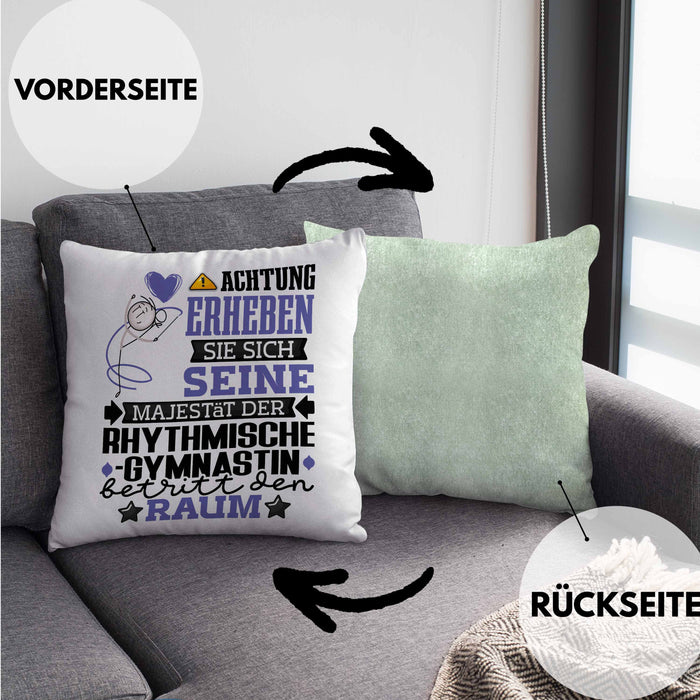 RhythmischeGymnastin Geschenk Kissen mit Füllung 40x40 Lustiger Spruch Erheben Sie Sich Der RhythmischeGymnastin Betritt den Raum (Grau) Grün Trendation