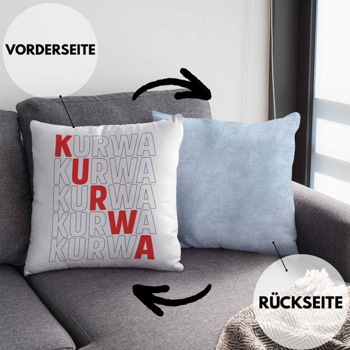 Kurwa Kissen mit Füllung 40x40 Polen Polska (Grau) Blau Trendation