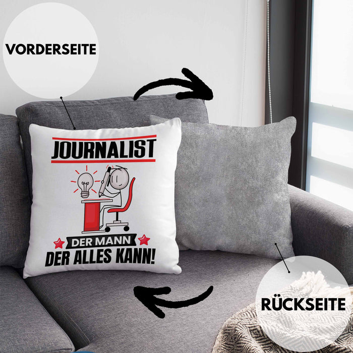 Journalist Kissen mit Füllung 40x40 Geschenk für Journalist Der Mann Der Alles Kann Geschenkidee zum Geburtstag (Grau) Grau Trendation