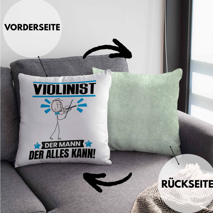 Violinist Kissen mit Füllung 40x40 Geschenk für Violinist Der Mann Der Alles Kann Geschenkidee zum Geburtstag (Grau) Grün Trendation