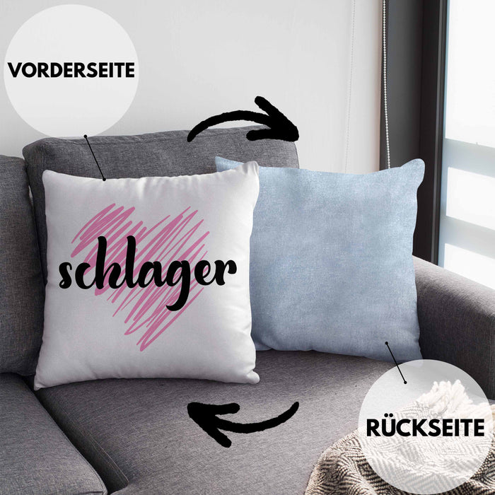 Kissen mit Füllung 40x40 Geschenk für Schlager Fans Kissen mit Füllung 40x40 Musikmotiv Spruch (Grau) Blau Trendation