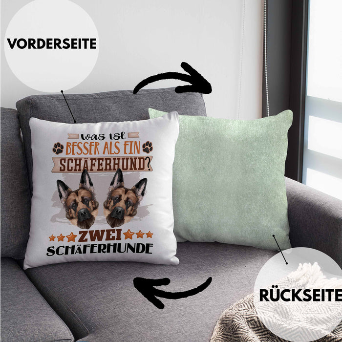 Schäferhund Besitzer Kissen mit Füllung 40x40 Geschenk Lustiger Spruch Geschenkidee Was Ist Besser Als Ein Schäferhund (Grau) Grün Trendation