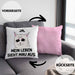 Dank Meme Kissen mit Füllung 40x40 Katzen Besitzer Wortspiel Ja Mein Leben Sieht Mau Aus Traurige Katze Geschenkidee (Grau) Rosa Trendation