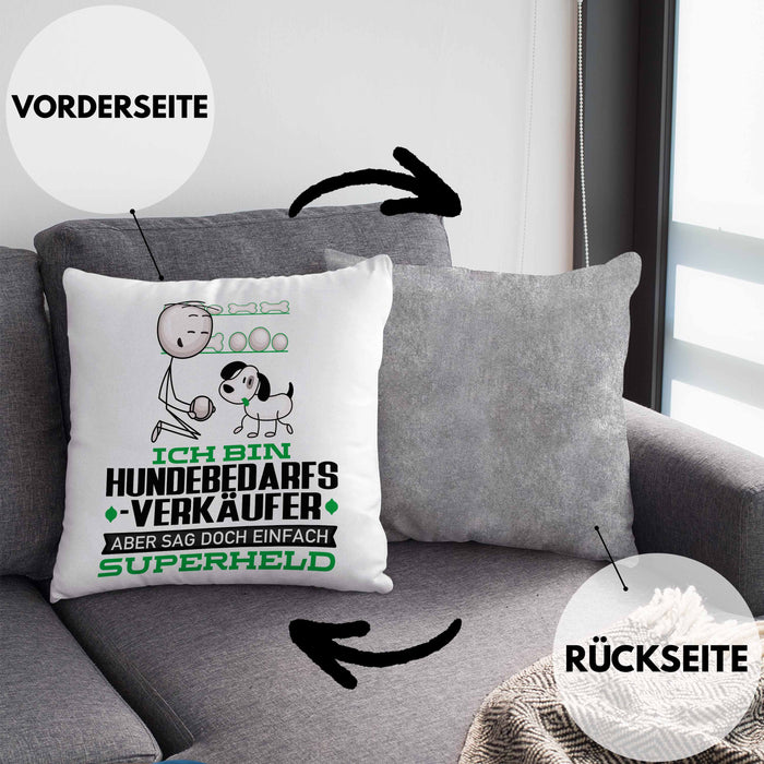 Hundebedarfsverkäufer Geschenk Kissen mit Füllung 40x40 Ich Bin Hundebedarfsverkäufer Aber Sag Doch Einfach Superheld Lustige Geschenkdiee für Hundebedarfsverkäufer (Grau) Grau Trendation