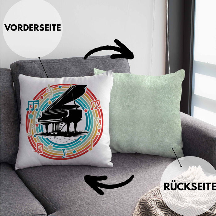 Piano-Spieler Kissen mit Füllung 40x40 Geschenk Klavier Geschenkidee Flügel Musiker (Grau) Grün Trendation