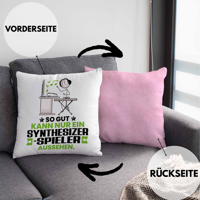Synthesizer-Spieler Geschenk Kissen mit Füllung 40x40 So Gut Kann Nur Ein Synthesizer-Spieler Aussehen Geschenkidee (Grau) Rosa Trendation