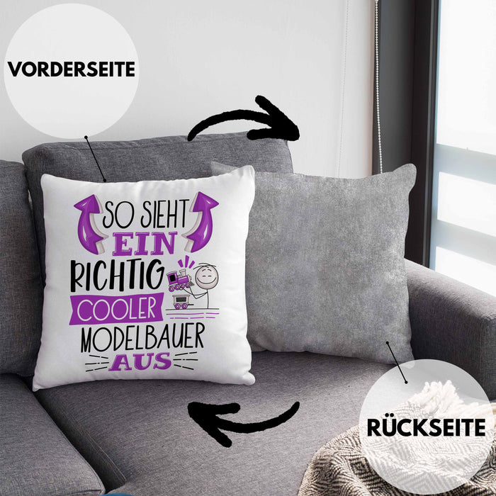 Modelbauer Kissen mit Füllung 40x40 So Sieht Ein Richtig Cooler Modelbauer Aus Geschenk Lustiger Spruch Geschenkidee (Grau) Grau Trendation