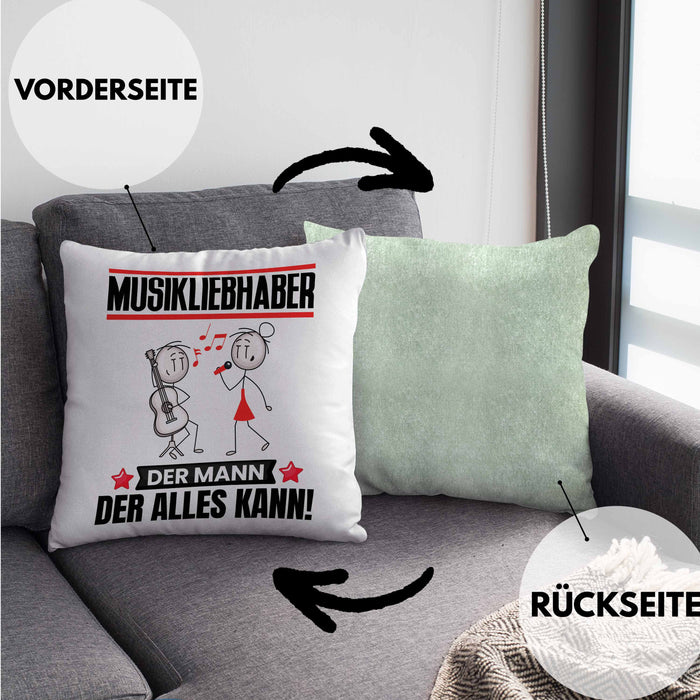 Musikliebhaber Kissen mit Füllung 40x40 Geschenk für Musikliebhaber Der Mann Der Alles Kann Geschenkidee zum Geburtstag (Grau) Grün Trendation