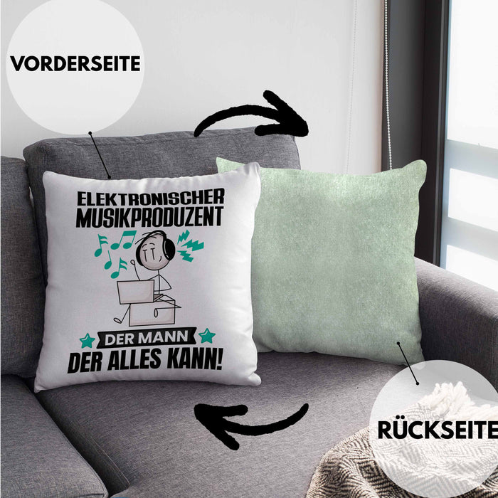 ElektronischerMusikproduzent Kissen mit Füllung 40x40 Geschenk für ElektronischerMusikproduzent Der Mann Der Alles Kann Geschenkidee zum Geburtstag (Grau) Grün Trendation