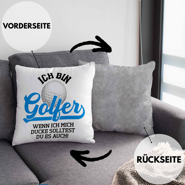 Golf Geschenke Für Männer Frauen Kinder Lustig Kissen mit Füllung 40x40 mit Spruch Golfspieler Kissen mit Füllung 40x40 Damen Witzig (Grau) Grau Trendation
