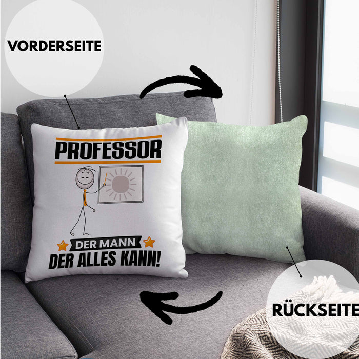 Professor Kissen mit Füllung 40x40 Geschenk für Professor Der Mann Der Alles Kann Geschenkidee zum Geburtstag (Grau) Grün Trendation