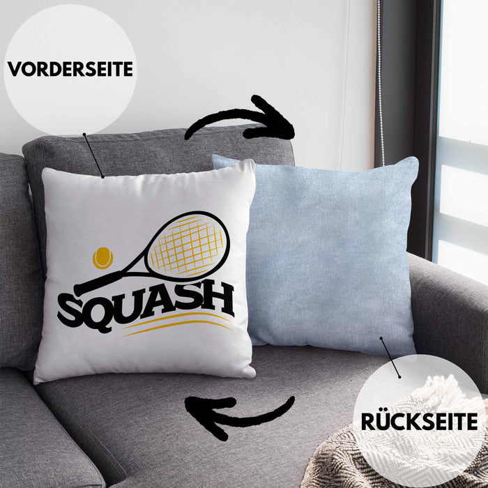 Lustige Squash-Kissen mit Füllung 40x40 Geschenk für Squash-Spieler (Grau) Blau Trendation