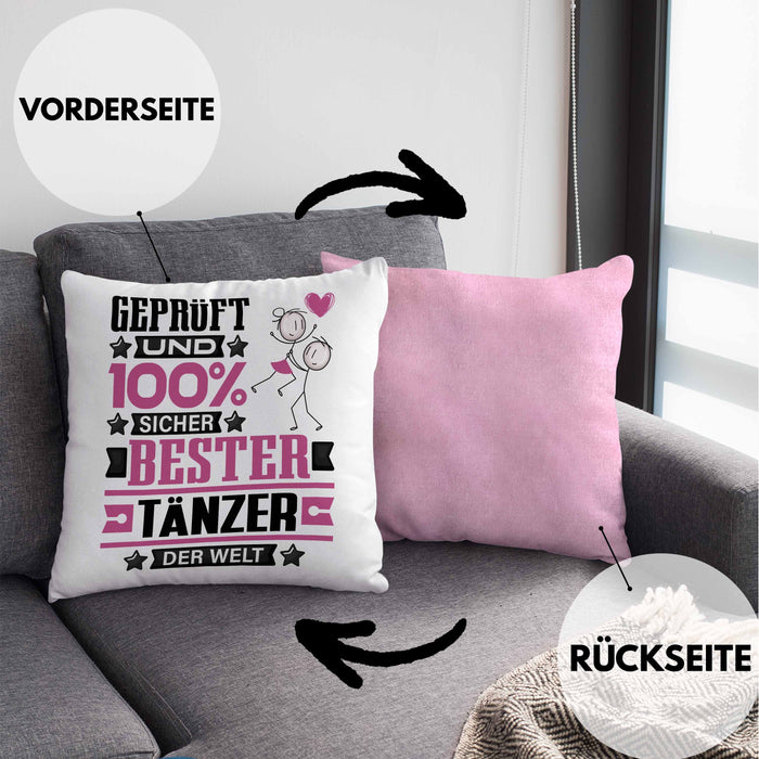 Tänzer Geschenk Lustiger Spruch für Tänzer Geschenkidee Bester Tänzer Der WeltKissen mit Füllung 40x40 (Grau) Rosa Trendation