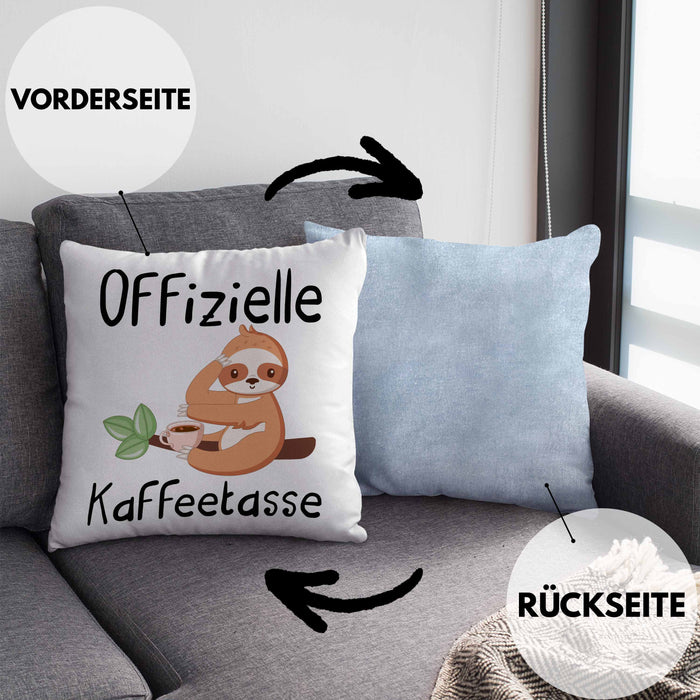 Offizielle Geschenk Kaffeetrinker Geschenkidee Kaffee-Kissen mit Füllung 40x40 (Grau) Blau Trendation