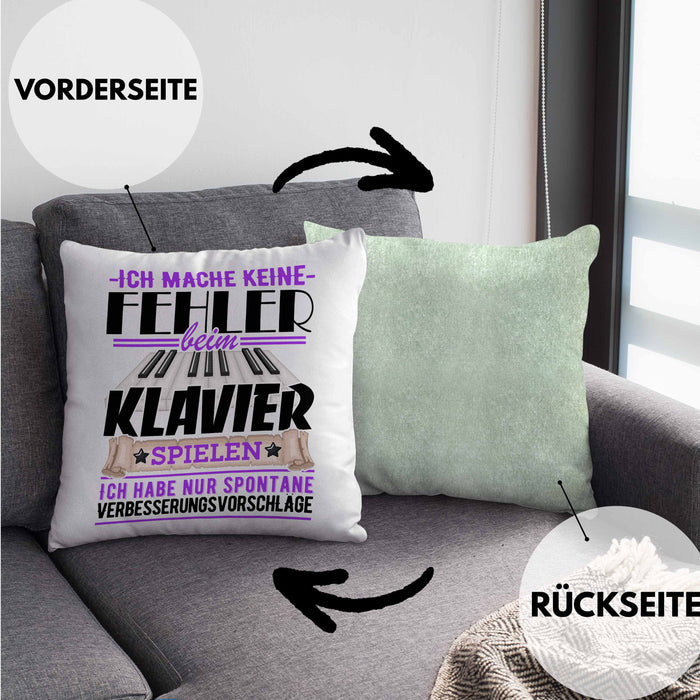 Klavier-Spieler Kissen mit Füllung 40x40 Geschenk Piano Ich Mache Keine Fehler (Grau) Grün Trendation