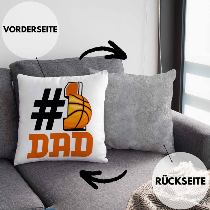 Basketball-Trainer Basketballer Nummer 1 Dad Vater Kissen mit Füllung 40x40 Geschenk Basketball Papa Geschenkidee Bester Papa Der Welt Vatertag Lustige Geschenkidee (Grau) Grau Trendation