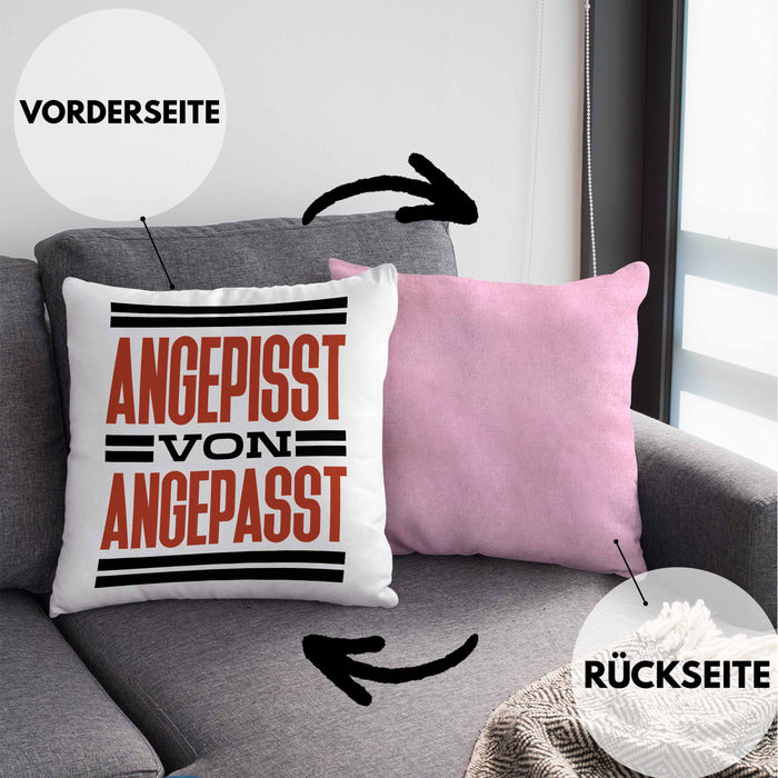 Angepisst Von Angepasst Kissen mit Füllung 40x40 System. Geschenkidee (Grau) Rosa Trendation
