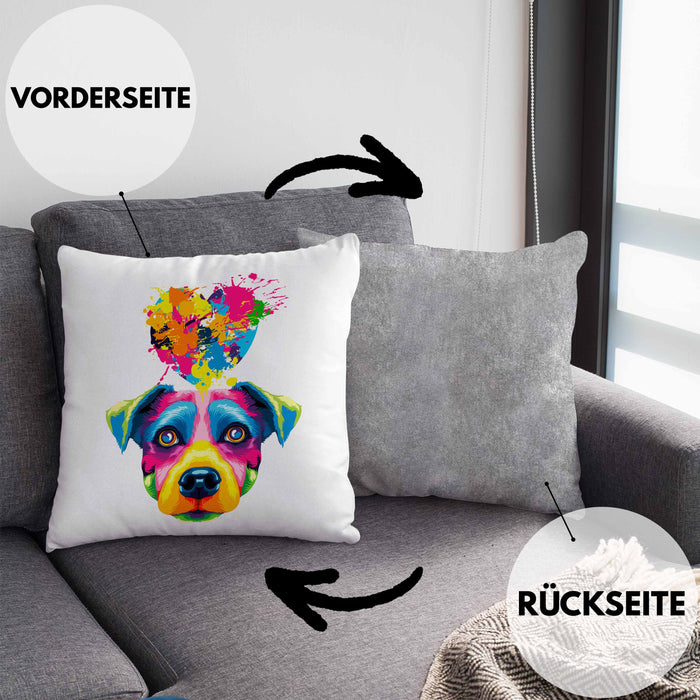 Jack Russell Herz Farbe Besitzer Kissen mit Füllung 40x40 Geschenk Lustiger Spruch Geschenkidee Jack Russell Liebhaber (Grau) Grau Trendation