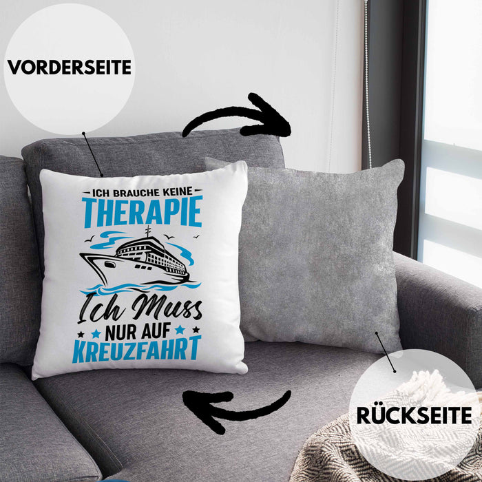Kreuzfahrt Geschenk Kissen mit Füllung 40x40 Verkündung Geschenkidee für Kreuzfahrt-Fans Schiff (Grau) Grau Trendation