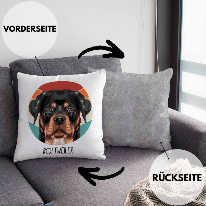 Rottweiler Besitzer Kissen mit Füllung 40x40 Geschenk Lustiger Spruch Geschenkidee Rottweiler Mama Papa (Grau) Grau Trendation