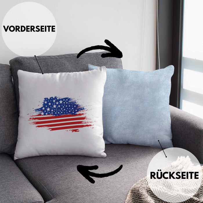 USA Kissen mit Füllung 40x40 Geschenk Amerika Geschenkidee Auslandjahr Vereinigte Staaten Von Amerika (Grau) Blau Trendation