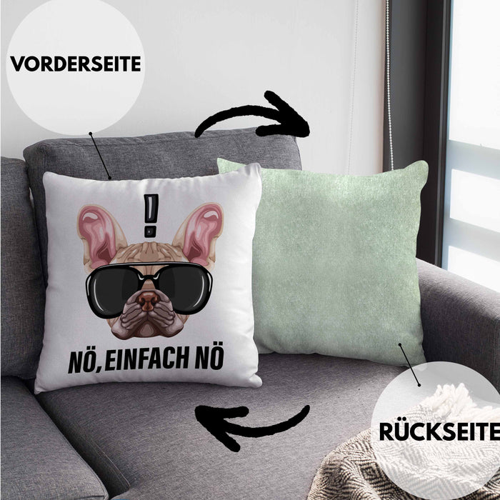 Nö Einfach Nö Kissen mit Füllung 40x40 Geschenk für Mops-Besitzer für Freundin Sarkasmus Humor (Grau) Grün Trendation