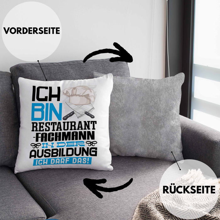 Restaurantfachmann Ausbildung Kissen mit Füllung 40x40 Geschenk Ich Bin Restaurantfachmann In Der Ausbildung Ich Darf Das Geschenkidee Spruch (Grau) Grau Trendation