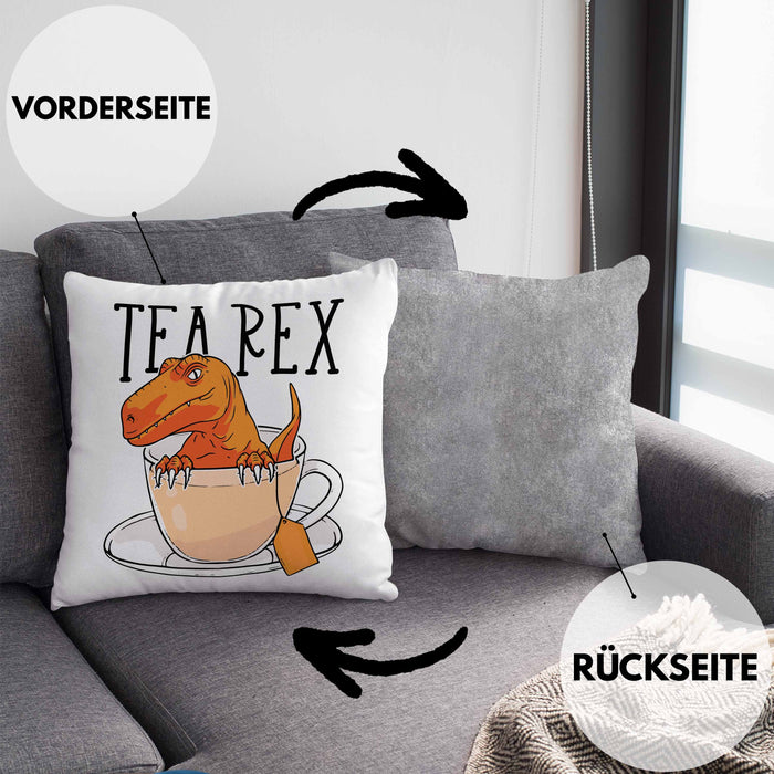 Dinosaurier Kissen mit Füllung 40x40 Geschenk Tea Rex Kissen mit Füllung 40x40 Geschenk Dino T-Rex Geschenk Für Jungs (Grau) Grau Trendation