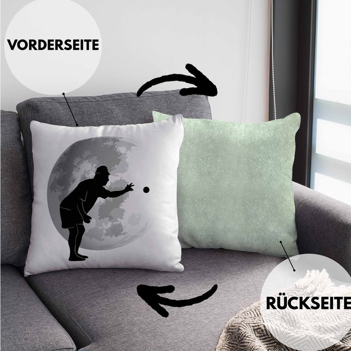 Boule Kissen mit Füllung 40x40 Geschenk Boule-Spieler Geschenkidee Grafik Mond Boule (Grau) Grün Trendation