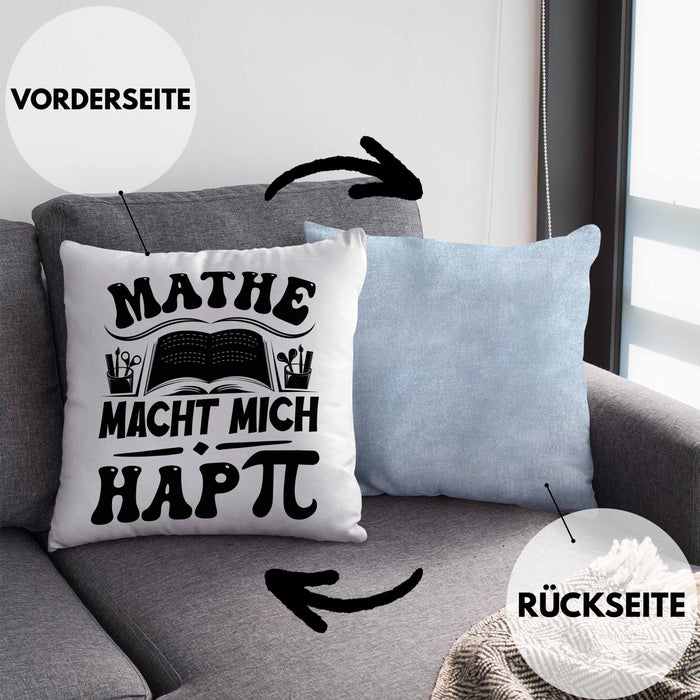 Mathe-Lehrer Kissen mit Füllung 40x40 Geschenkidee Mathe Macht Mit Happy Mathe-Liebhaber Geschenk Geburtstag Weihnachten Mathestudent (Grau) Blau Trendation