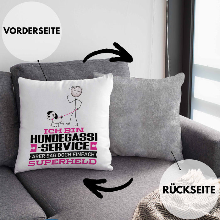 Hundegassi-Service Geschenk Kissen mit Füllung 40x40 Ich Bin Hundegassi-Service Aber Sag Doch Einfach Superheld Lustige Geschenkdiee für Hundegassi-Service (Grau) Grau Trendation