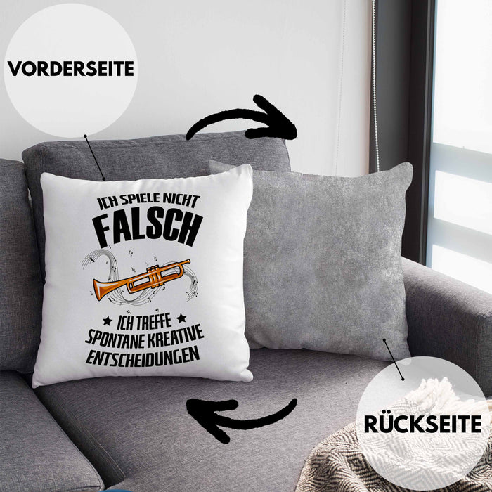 Kissen mit Füllung 40x40 Posaunist Geschenk Lustiges Geschenkidee Posaunen-Spieler (Grau) Grau Trendation