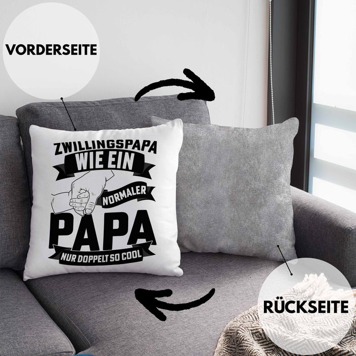 Zwillings-Papa Kissen mit Füllung 40x40 Geschenk WIe Ein Normaler Papa Nur Doppelt So Cool Vatertag Geschenkidee Zwillinge (Grau) Grau Trendation