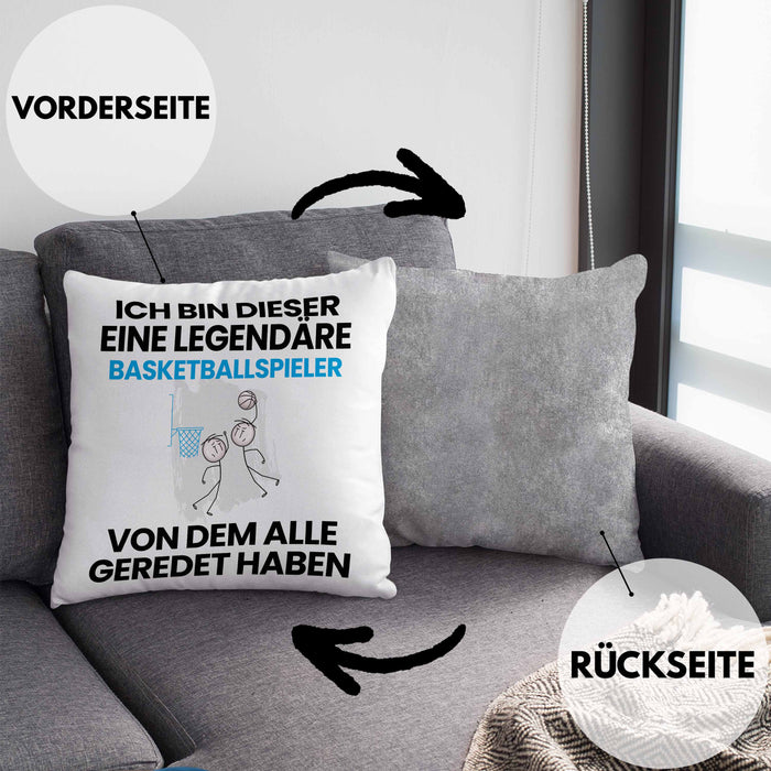 Basketballspieler Geschenk Kissen mit Füllung 40x40 Lustige Geschenkidee Geburtstag für Basketballspieler Ich Bin Dieser Legendäre Basketballspieler Von Dem Alle Geredet Haben (Grau) Grau Trendation
