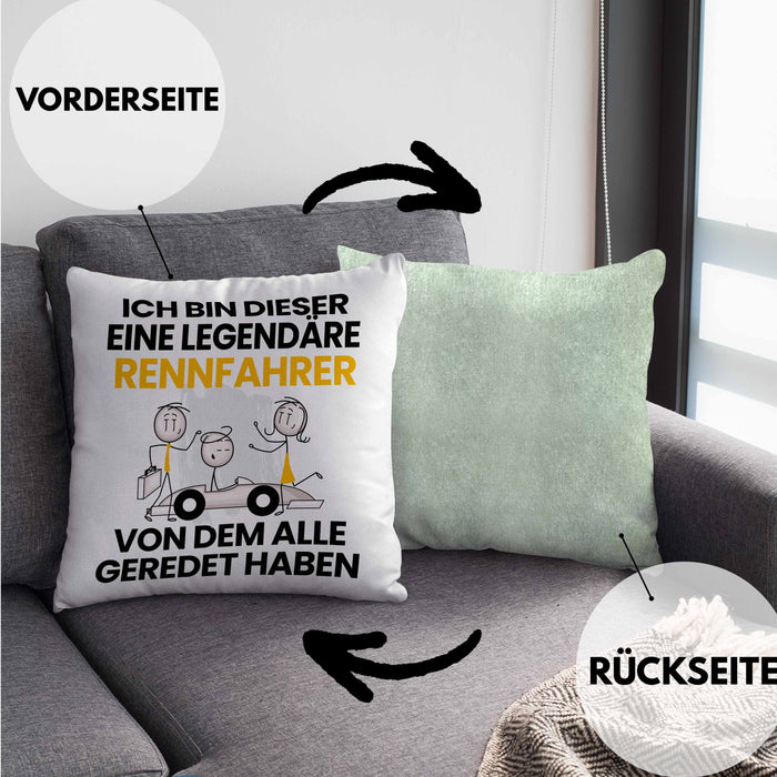 Rennfahrer Geschenk Kissen mit Füllung 40x40 Lustige Geschenkidee Geburtstag für Rennfahrer Ich Bin Dieser Legendäre Rennfahrer Von Dem Alle Geredet Haben (Grau) Grün Trendation