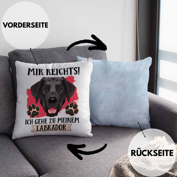 Labrador Besitzer Kissen mit Füllung 40x40 Geschenk Lustiger Spruch Geschenkidee Mir Reichts Ich Geh Zu Meinem Labrador (Grau) Blau Trendation