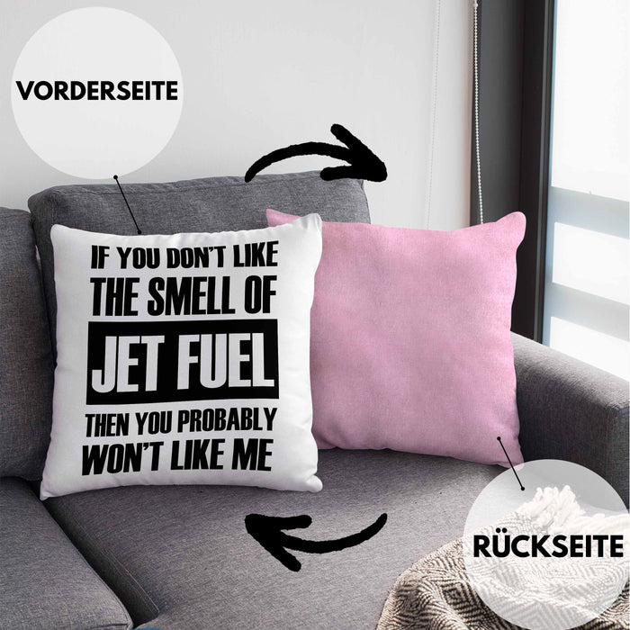 Fuel Kissen mit Füllung 40x40 Geschenk für Fluglotsen mit Spruch (Grau) Rosa Trendation