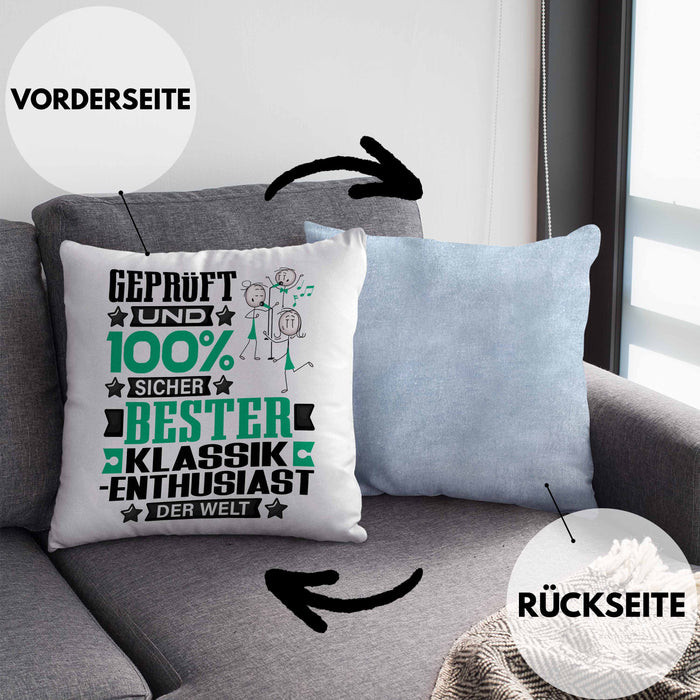 Klassik-Enthusiast Geschenk Lustiger Spruch für Klassik-Enthusiast Geschenkidee Bester Klassik-Enthusiast Der WeltKissen mit Füllung 40x40 (Grau) Blau Trendation