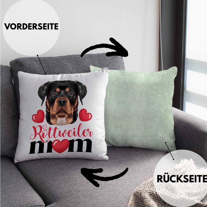 Rottweiler Besitzer Mom Mama Kissen mit Füllung 40x40 Geschenk Lustiger Spruch Geschenkidee Rottweiler Besitzerin (Grau) Grün Trendation