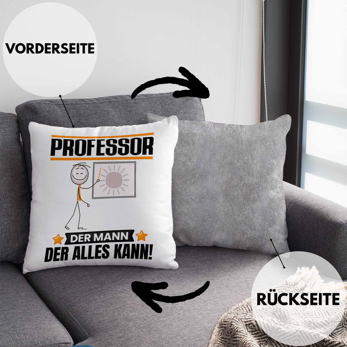Professor Kissen mit Füllung 40x40 Geschenk für Professor Der Mann Der Alles Kann Geschenkidee zum Geburtstag (Grau) Grau Trendation