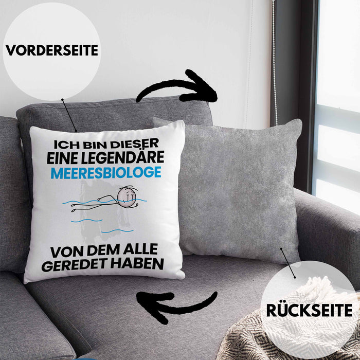 Meeresbiologe Geschenk Kissen mit Füllung 40x40 Lustige Geschenkidee Geburtstag für Meeresbiologe Ich Bin Dieser Legendäre Meeresbiologe Von Dem Alle Geredet Haben (Grau) Grau Trendation
