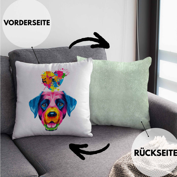 Labrador Herz Farbe Besitzer Kissen mit Füllung 40x40 Geschenk Lustiger Spruch Geschenkidee Labrador Liebhaber (Grau) Grün Trendation