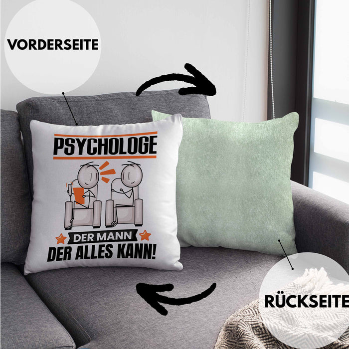 Psychologe Kissen mit Füllung 40x40 Geschenk für Psychologe Der Mann Der Alles Kann Geschenkidee zum Geburtstag (Grau) Grün Trendation