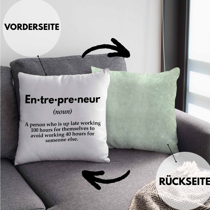 Entrepreneur Kissen mit Füllung 40x40 Entrepreneurship Geschenk Spruch Motivation Idee (Grau) Grün Trendation