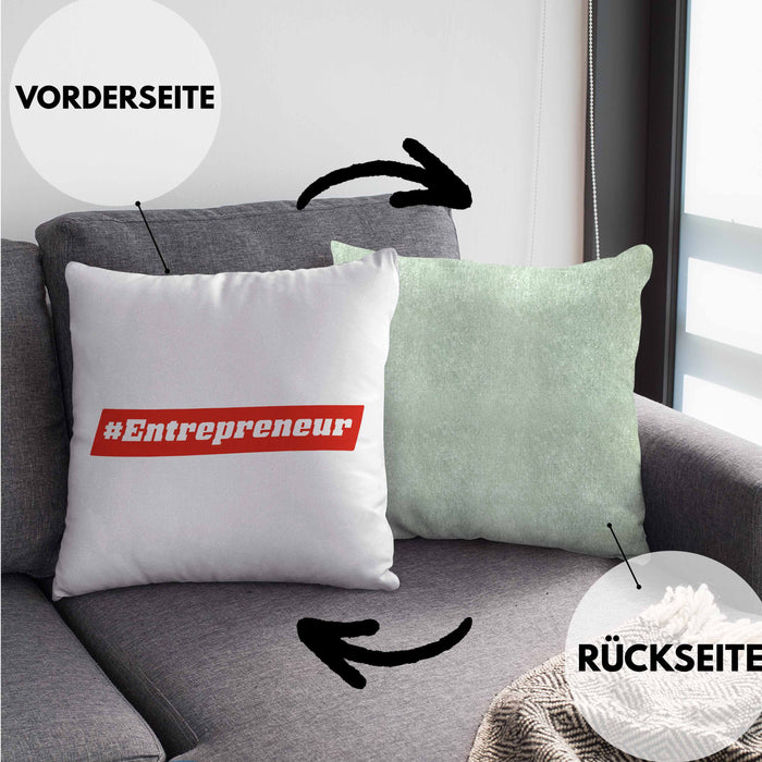 Entrepreneur Kissen mit Füllung 40x40 Entrepreneurship Geschenk Spruch Motivation (Grau) Grün Trendation