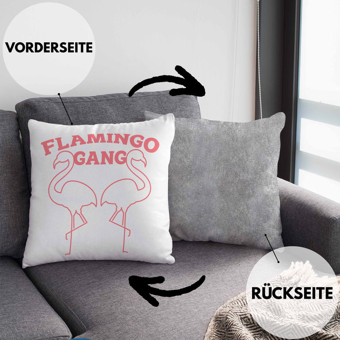 Flamingo Pink Lustige Kissen mit Füllung 40x40 Flamingo-Fans Geschenkidee Flamingo-Gang Aufdruck (Grau) Grau Trendation