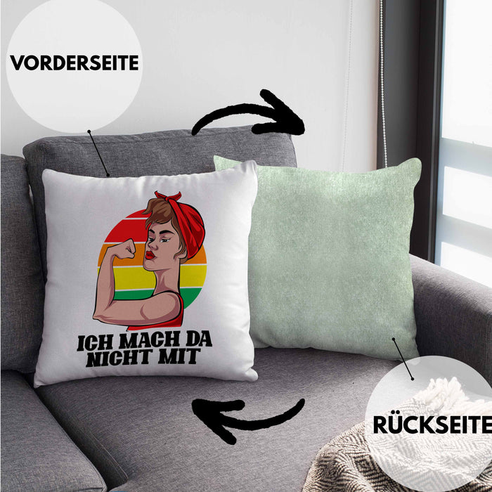 Lustige Feministen Kissen mit Füllung 40x40 Geschenk für starke Frauen Frauenpower Feminismus (Grau) Grün Trendation